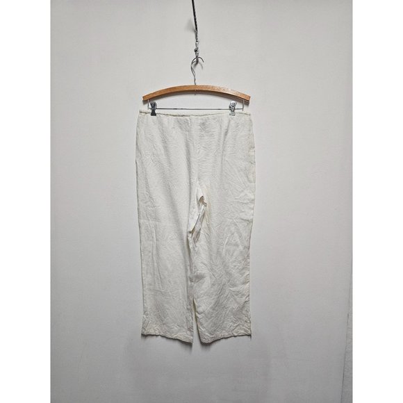 Max Studio Linen Blend White Drawstring Wide Leg Pants Size M - Picture 5 of 7
